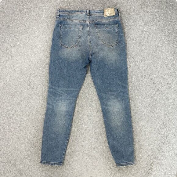 Zara Distressed High Rise Button Fly Crop Jeans Size 6 Blue - Picture 6 of 13
